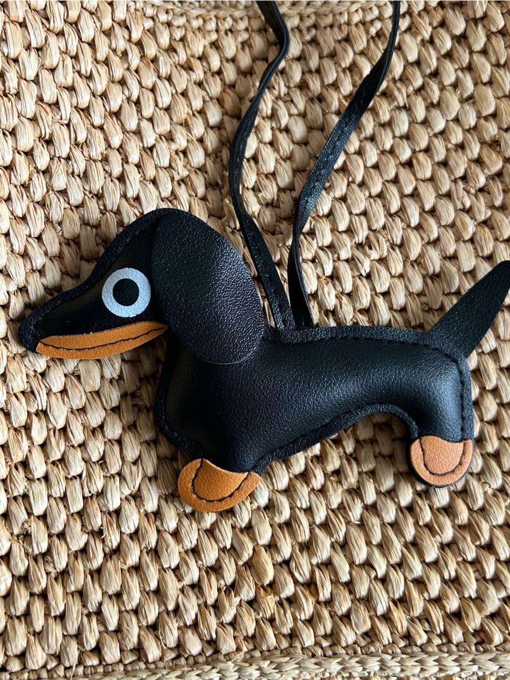 Weiner Dog Bag charm Black Vegan Leather New